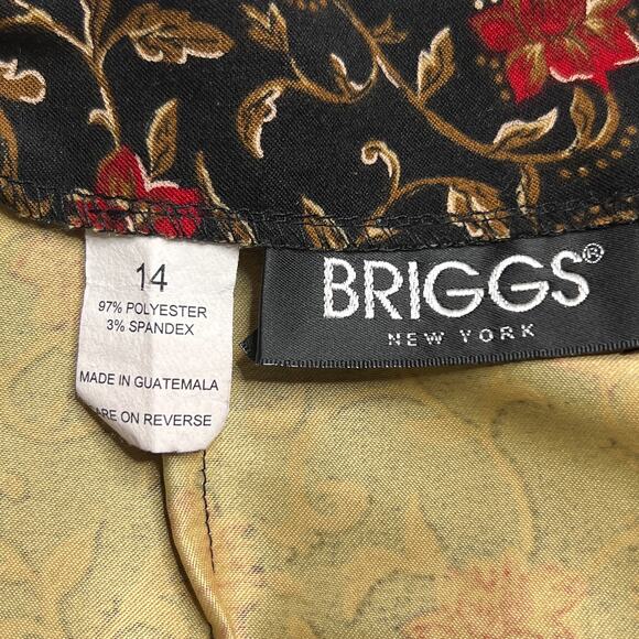 Vintage 90s Briggs Floral Rocaille Maxi Skirt Back Slit Black Red Whimsigoth - Picture 5 of 7